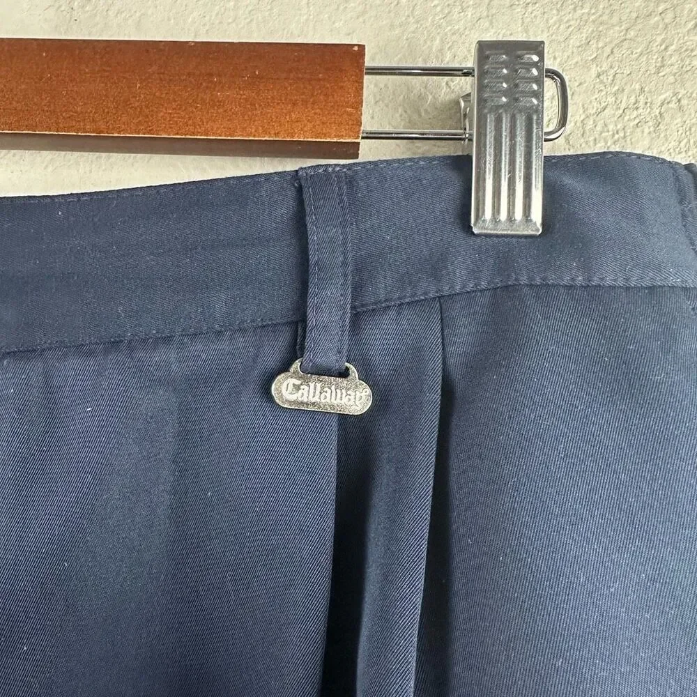 Callaway Golf 16 High Rise Chino Shorts‎ Navy Blue Classic Preppy Country Club